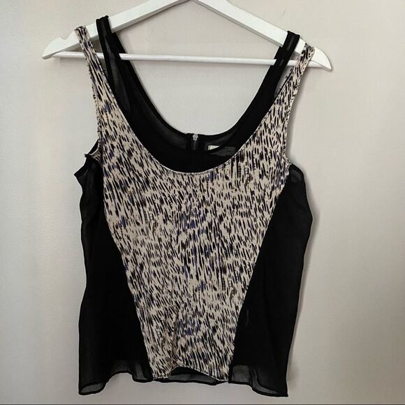 Silence + Noise Tank Top Urban Outfitters Layered Sheer Pattern Cute Trend Black - Picture 1 of 7